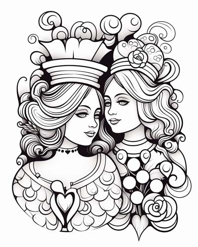 Red and White Queen coloring pages