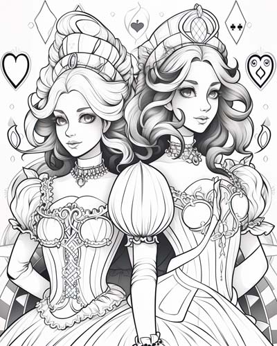 Red and White Queen coloring pages