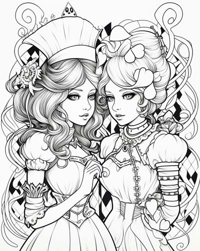 Red and White Queen coloring pages