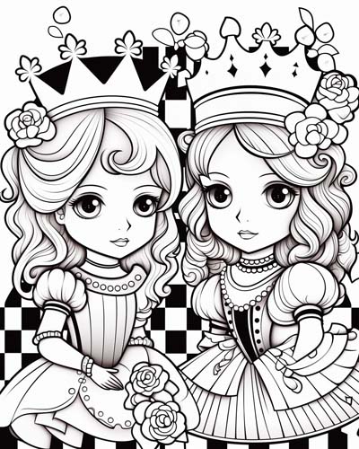Red and White Queen coloring pages