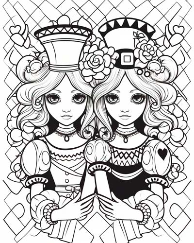 Red and White Queen coloring pages