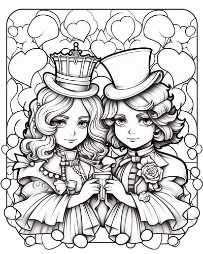 Red King and Queen coloring pages