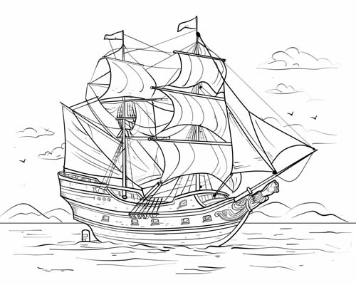 coloring page of the Spanish ship