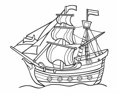 coloring page of the Spanish ship