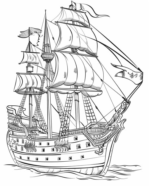 coloring page of the Spanish ship