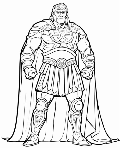 Montezuma II coloring page in a strong pose