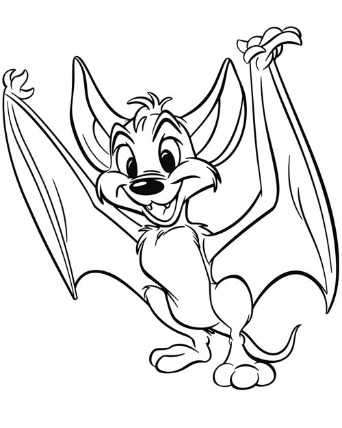 cartoon coloring page of a bat