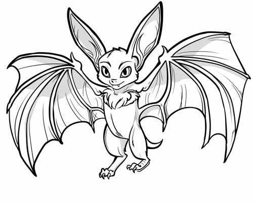 anime coloring page of a fierce bat