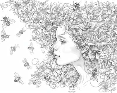 bees coloring page