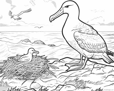albatross flying coloring page