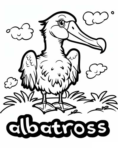 albatross flying coloring page