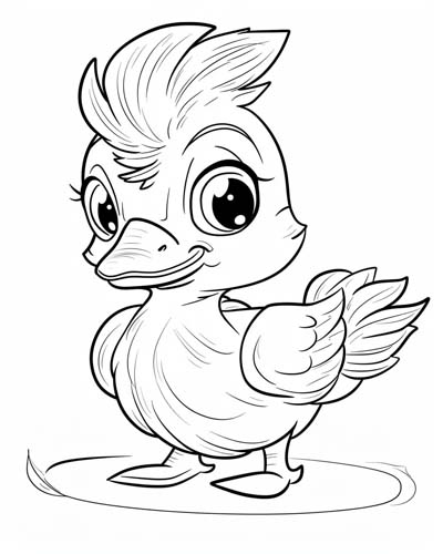 coloring page of a duckling