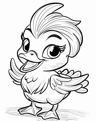 coloring page of a duckling