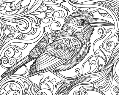 adult coloring pages with a bird theme