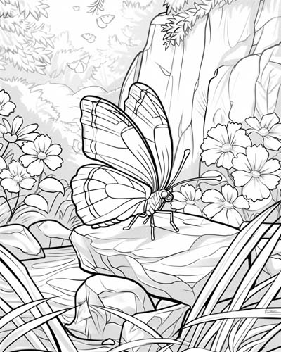 butterfly garden coloring page