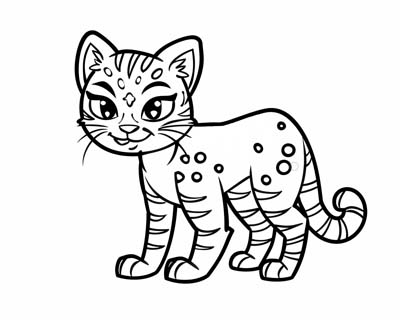 coloring page of an African wild cat