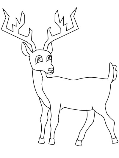 Hand drawn coloring page of a male deer