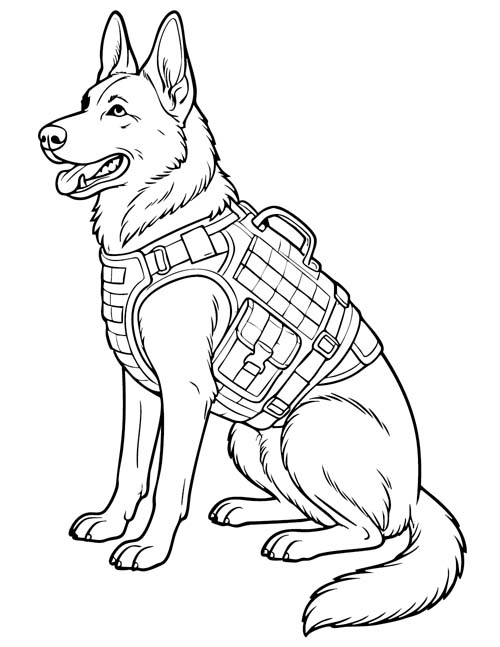 german shepherd wilitary working dog coloring page