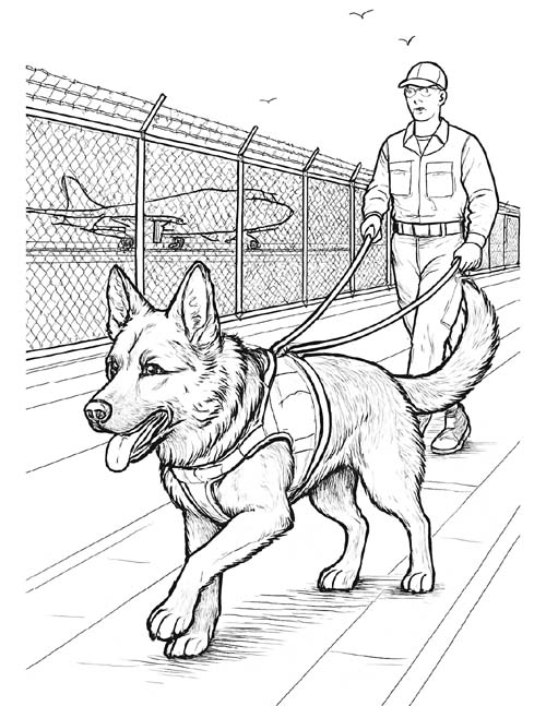 military patrol dog coloring page