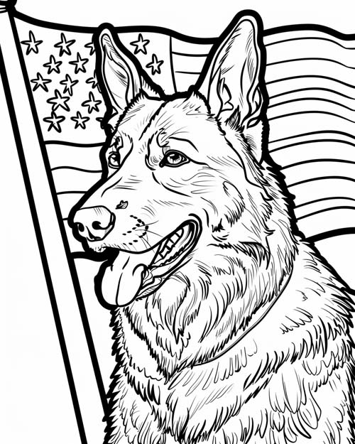 military german shepherd coloring page