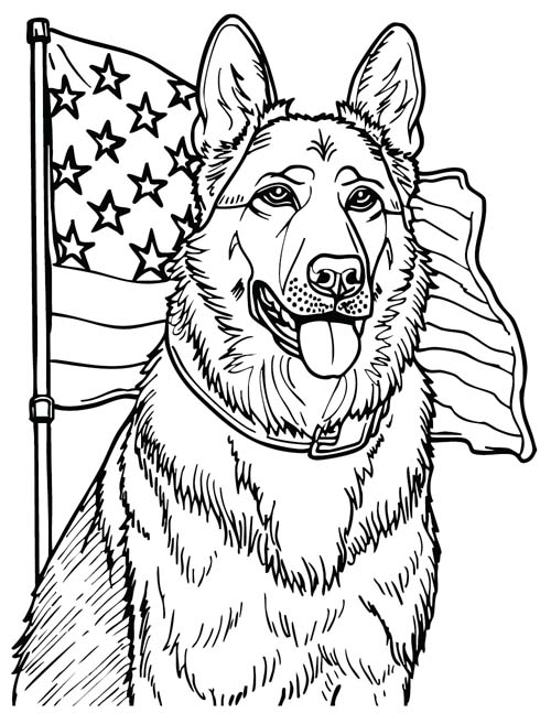 military working dog coloring page
