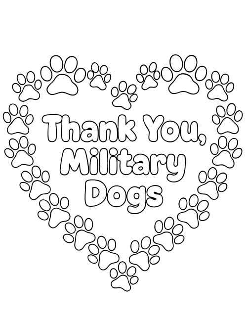 thank you military dog coloring page