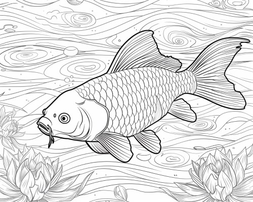 coloring page of a carp