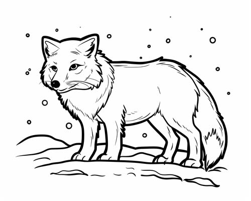 simple coloring page of an arctic fox