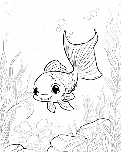 happy cartoon koi coloring page