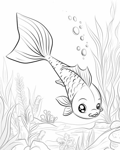 beautiful cartoon koi coloring page
