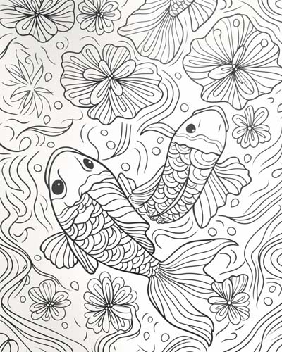 koi adult coloring page 