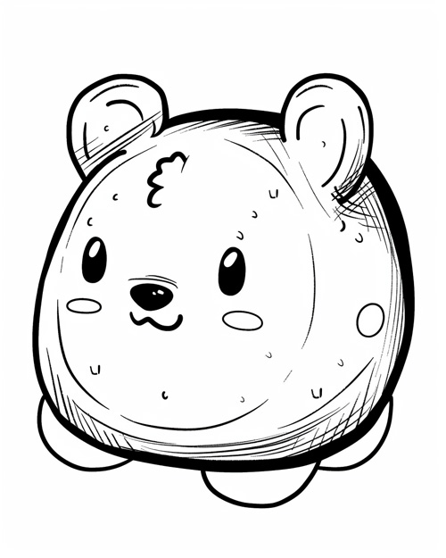 coloring page of a squishy bear pillow