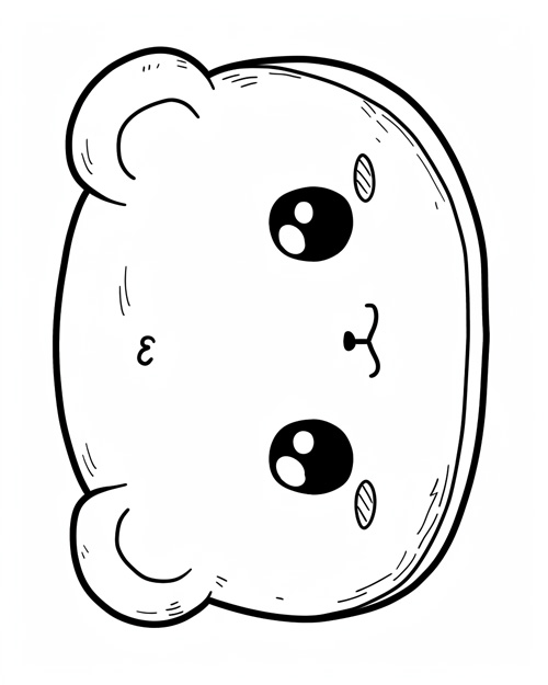 coloring page of a mochi bear head