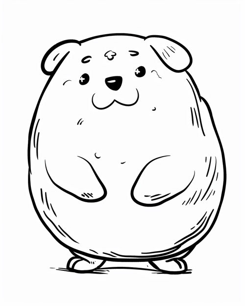 coloring page of a mochi bear plushy