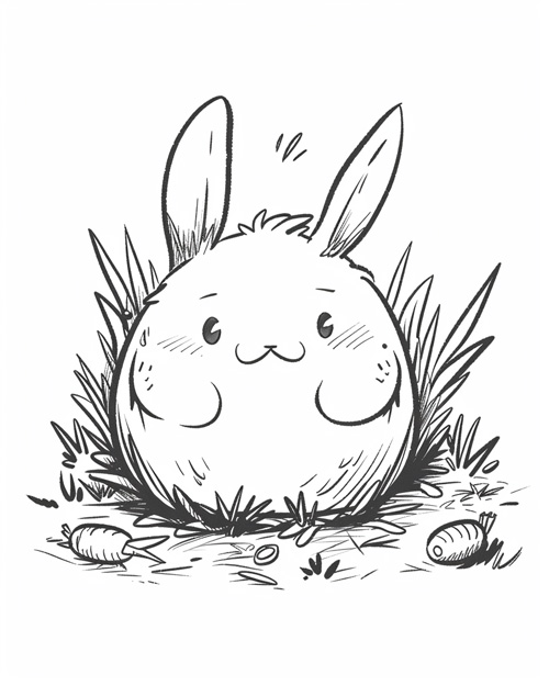 coloring page of a mochi bunny pillow