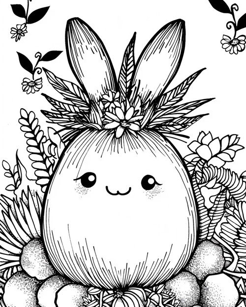 coloring page of a kawaii bunny