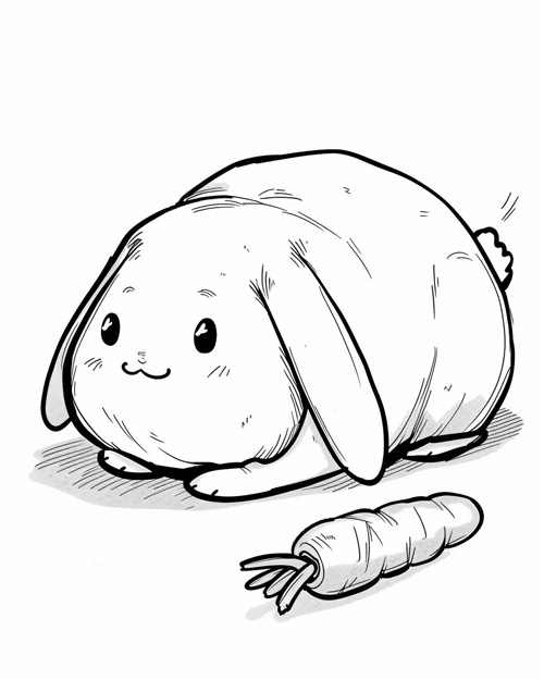 coloring page of a cute bunny plushy