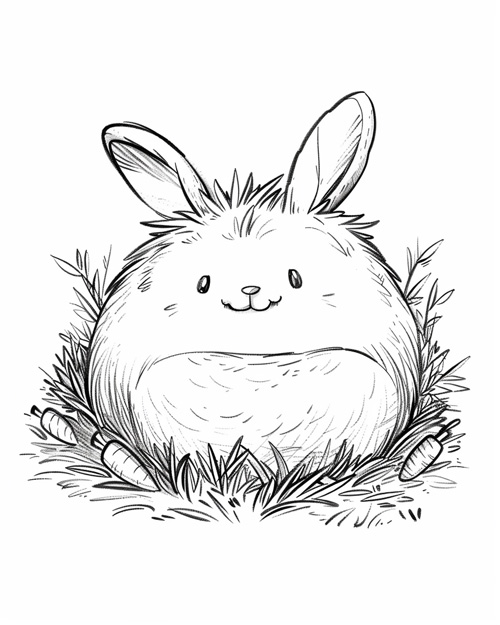 coloring page of a bunny plushy