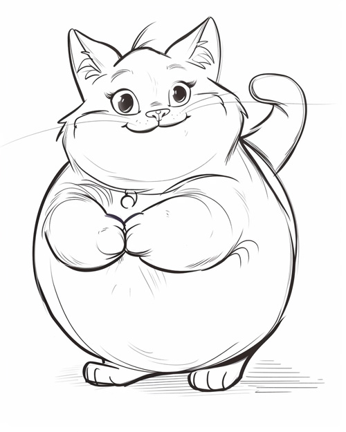 coloring page of a kawaii cat
