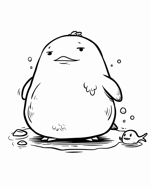 coloring page of a chick plushy