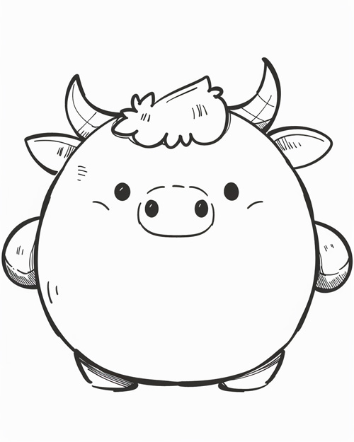 coloring page of a cow plushy