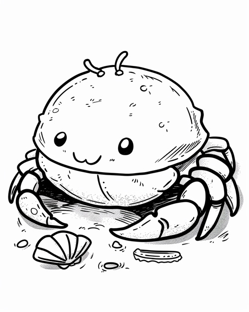 coloring page of a crab plushy