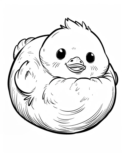 coloring page of a duckling plushy