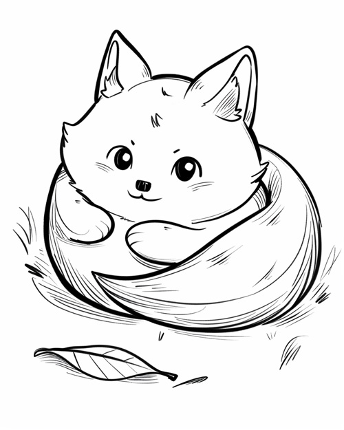 coloring page of a fox plushy