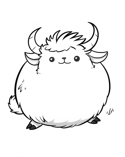 coloring page of a goat plushy