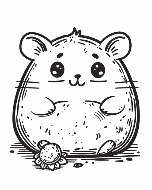 coloring page of a hamster plushy