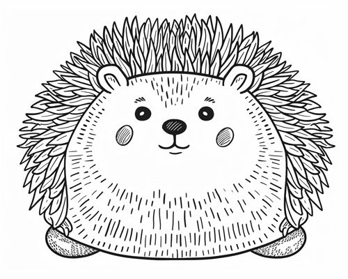 coloring page of a hedgehog plushy