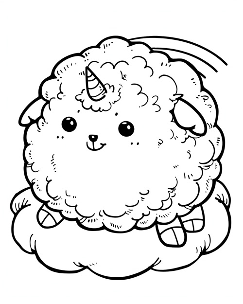 coloring page of a lamb plushy
