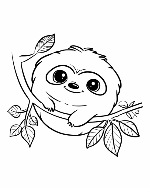 coloring page of a Sloth plushy