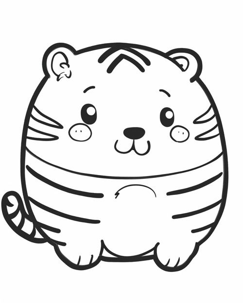 coloring page of a Mochi Tiger Pillow
